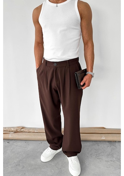 Kahverengi Basic Premium Kumaş Pantolon Kahverengi