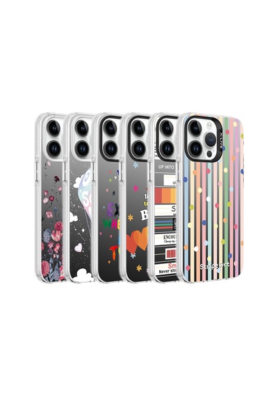Zore İphone 14 Pro Max Uyumlu Desenli Ogaa Silver Sert Kılıf-çiçek Çiçek