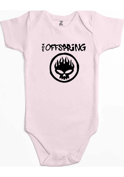 Zepplin Giyim The Offspring Logo Text Skull Pembe Bebek Body Zıbın