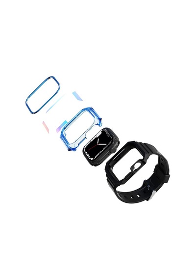 Apple Uyumlu  Watch 7 41 MM Kordon Kasa Koruyuculu Silikon Kordon 88