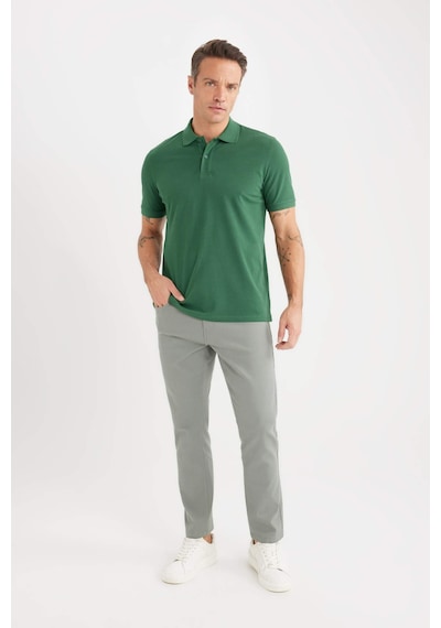 DeFacto %100 Pamuk Regular Fit Polo Yaka Kısa Kollu Basic Düz Pike Kumaş Tişört C1293AX25SPGN750