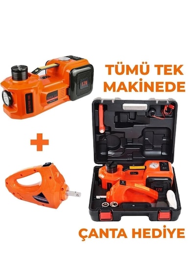 Profesyonel Çakmak Girişli Kriko,bijon,lastik Pompa Seti