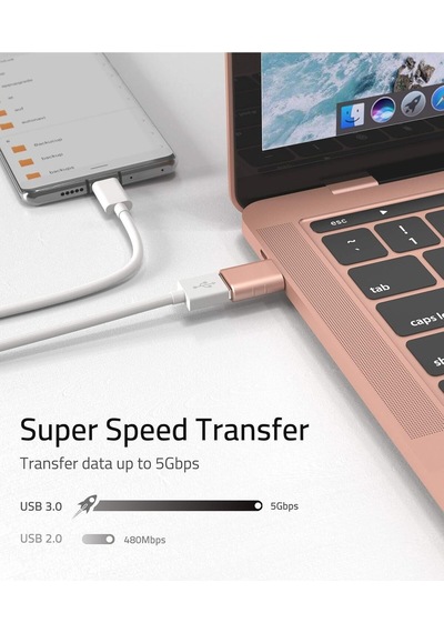 Usb-c To Usb 3.0 Adaptör 2 Li Set Kompakt Pembe Dönüştürücü Yüksek Performanslı Pratik Seti