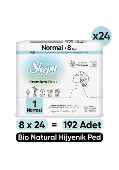 Sleepy Bio Natural Premium Plus Hijyenik Normal 24 x 8'li