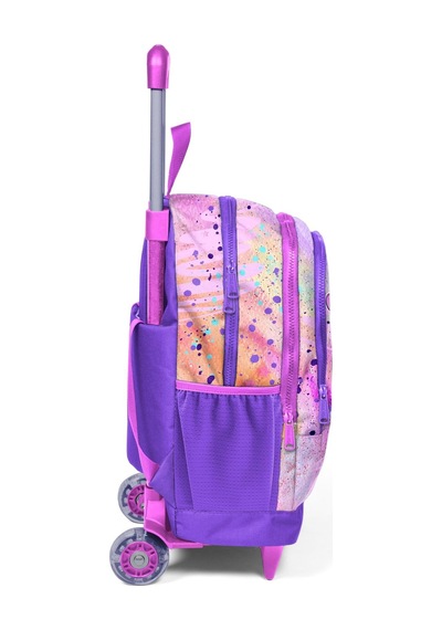 Coral High Kids Pembe Mor Fashion Girl Desenli Üç Bölmeli Çekçekli Okul Sırt Çantası 23955