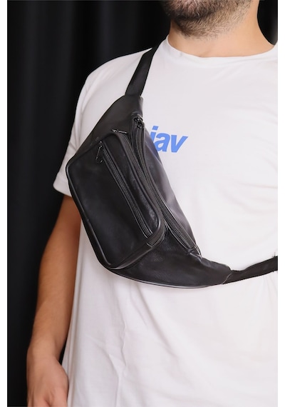 Jack Tonio Unisex Ayarlanabilir Askılı Fermuarlı Deri Omuz Göğüs ve Bel Çanta