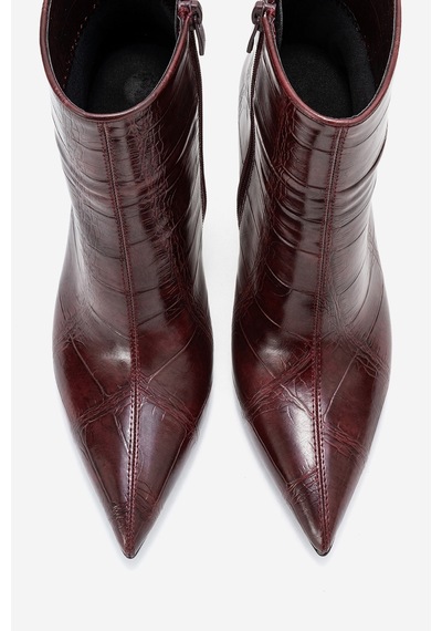 Luvishoes Luvi Shoes Crısta Bordo Baskı Sivri Burunlu Kadın Topuklu Bot Bordo