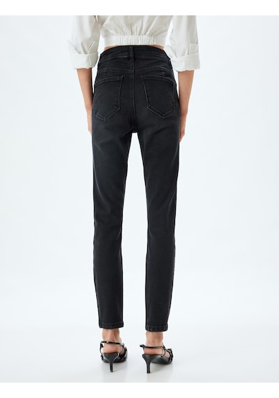 Koton Yüksek Bel Kot Pantolon Dar Paça Push Up - Skinny Push Up Fit Jean Siyah 5wal40006md Siyah