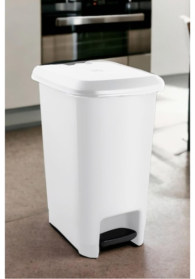 Melkan Home Slim Pedallı Çöp Kovası 60 Litre & Büyük Boy Pedallı Çöp Kovası Beyaz Beyaz Diğer