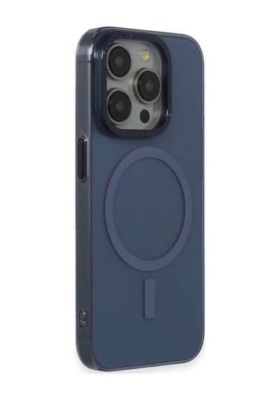Apple iPhone Uyumlu  15 Pro Uyumlu Kılıf Anka Pc Magneticsafe Sert Metal Kapak - Lacivert