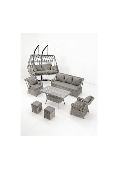 Dora Garden Home Ecem 7 Kişilik Rattan Bahçe Mobilyası Ve 2 Kişilik Rattan Salıncak Seti-açık Gri Siyah Çizgili Dora Garden Home Ecem 7 Kişilik Rattan Bahçe Mobilyası Ve 2 Kişilik Rattan Salıncak Seti-açık Gri Siyah Çizgili