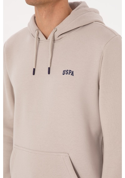 U.S. Polo Assn. Erkek Regular Fit Kapüşonlu Şardonlu Taş Basic Sweatshirt 50315582-VR049