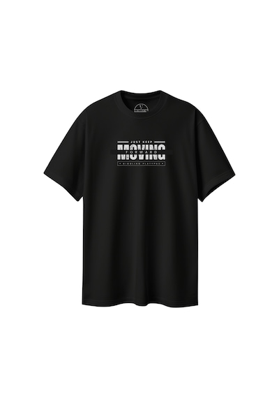 Velvoria Unisex Oversize Relaxed Moving Baskılı Siyah Renk T-shirt