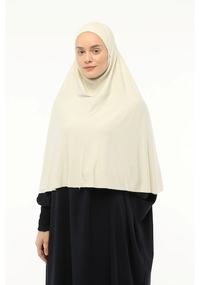 Altobeh Hazır Türban Peçeli Pratik Eşarp Tesettür Nikaplı Hijab - Namaz Örtüsü Sufle 3xl - Krem Krem