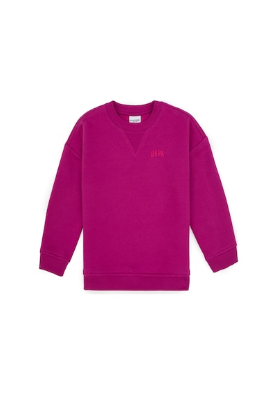 U.S. Polo Assn. Kız Çocuk Fuşya Şardonlu Bisiklet Yaka Basic Sweatshirt 50316810-VR023