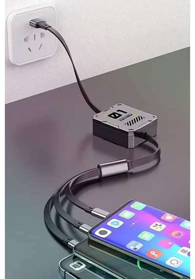 3in1 100w Geri Çekilebilir Hızlı Şarj Kablosu 120cm Usb To Ty