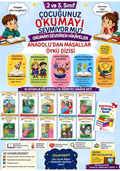3. Sınıflar İçin İlkokul Okumayı Sevdiren Hikaye Seti 10'lu
