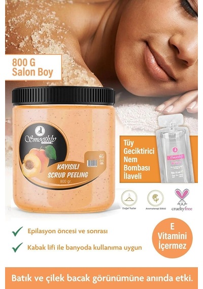 Kayısı Aromalı 800 G. Epilasyon Sonrası Vücut Peelingi Batık & Çilek Bacak Onarıcı