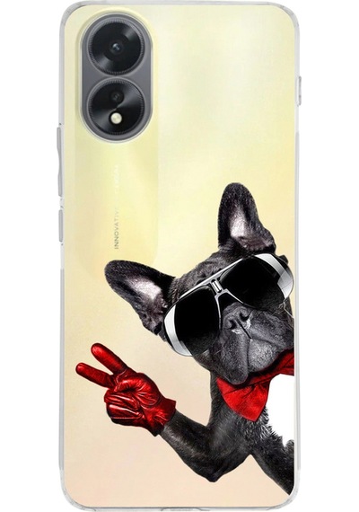 Oppo A38 İle Uyumlu Köpek 2 Baskılı Kamera Korumalı Şeffaf Kılıf Şeffaf