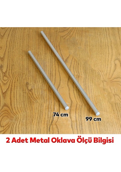Badem10 Alüminyum Metal Oklava 2'li Set 99-74 Cm Börek Hamur Yufka Açma Silindir Yuvarlak Uzun Kısa Mutfak