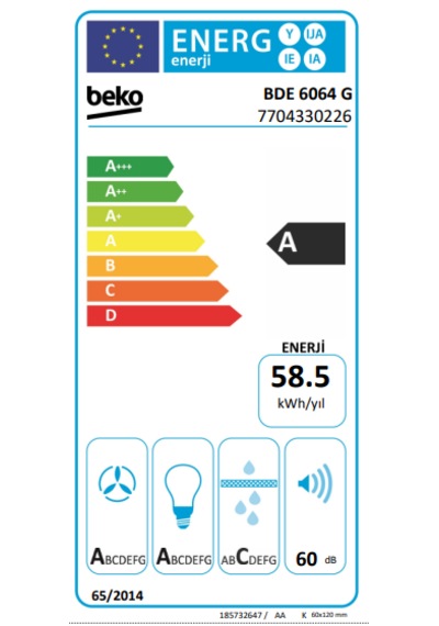 Beko BDE 6064 G Duvar Tipi Davlumbaz