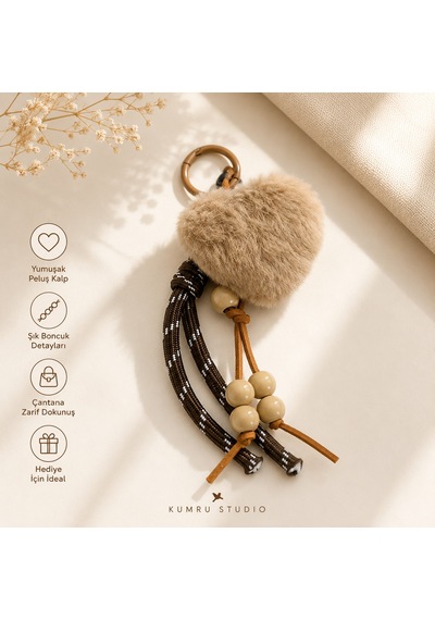 Kumru Studio Peluş Kalp Çanta Ve Telefon Charmı