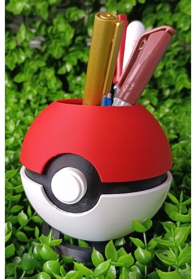 Pokeball Kalemlik Ve Stand Pokemon Temalı Masaüstü Organizer Siyah - Beyaz