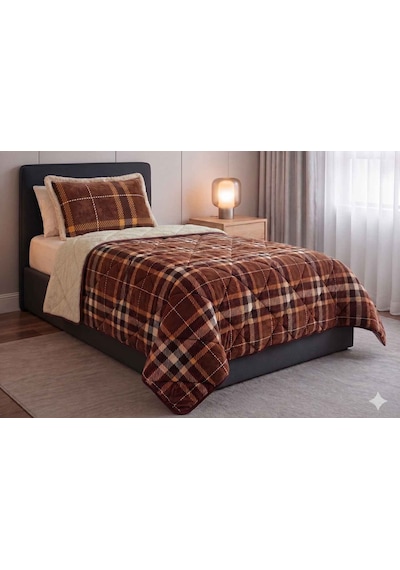 Merinos Comforter Yorgan Set 160x240 Anna Kahve Açık Kahverengi