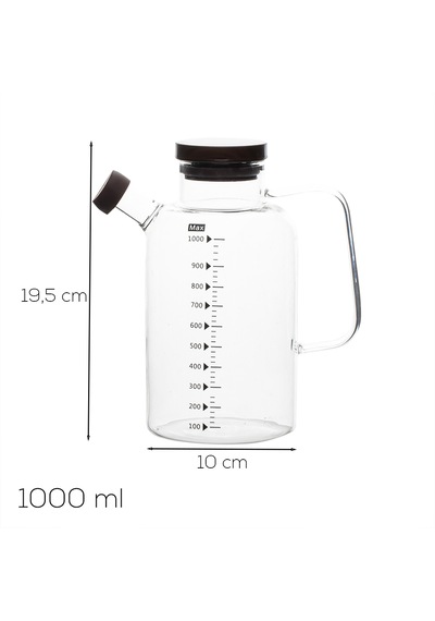 Porsima Lm-0108 Verra Kapaklı Borosilikat Cam Yağlık Sirkelik Yağdanlık 1000ml Şeffaf