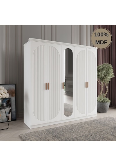 Soho 5 Kapak Mdf Gardırop Beyaz