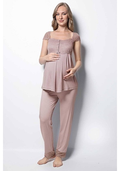 Monamise 18440 Hamile Lohusa Pijama Takım - Vizon