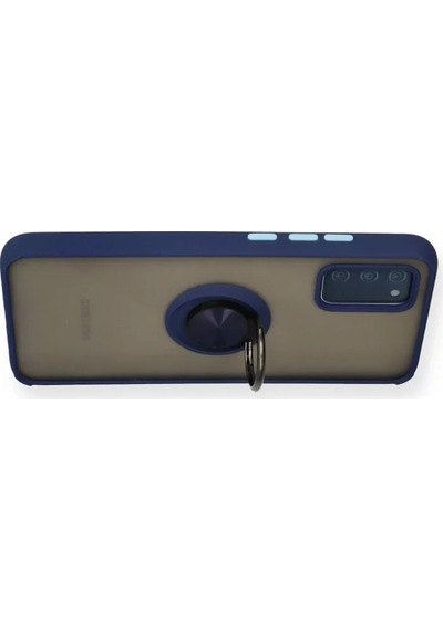 Newface Samsung Galaxy A02s Kılıf Montreal Yüzüklü Silikon Kapak - Lacivert