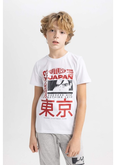 Defacto Erkek Çocuk Baskılı Kısa Kollu Pijama Takımı C0623a824spwt34 Beyaz Defacto Erkek Çocuk Baskılı Kısa Kollu Pijama Takımı C0623a824spwt34 Beyaz