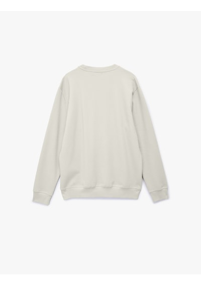 Koton Regular Fit Uzun Kollu Bisiklet Yaka Basic Sweatshirt Bej 7wam70017mk Ekru