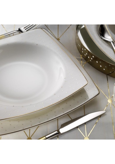 Kütahya Porselen Bone Mare 62 Parça 1075021 Desen Yemek Takımı