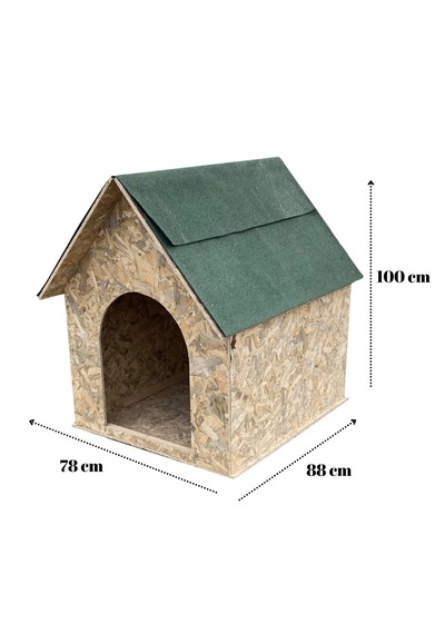 Reyo Köpek Kulübesi Büyük Boy Osb Xl Yeşil Çatılı 100x100x78 Cm Mld0dog08