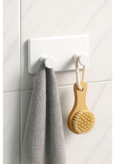 Banyor 6'lı Banyo Seti Yapışkanlı Banyo Düzenleyici Şampuanlık Diş Fırçalık Sabunluk Askılık Takımı Beyaz