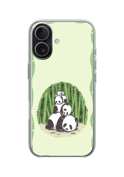 İphone 17 Uyumlu Panda Ailesi Baskılı Silikon Kılıf