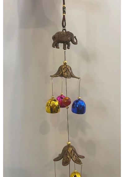 Deprem Zili Çanı Duvar Rüzgar Çanı Zili Feng Shui Ejderha Yılı Metal Çanlı Fil Objeli Renkli
