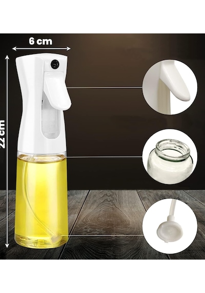 Sprey Yağdanlık Cam Şişe Yağ Püskürtücü 225 Ml Airfryer Kızartma