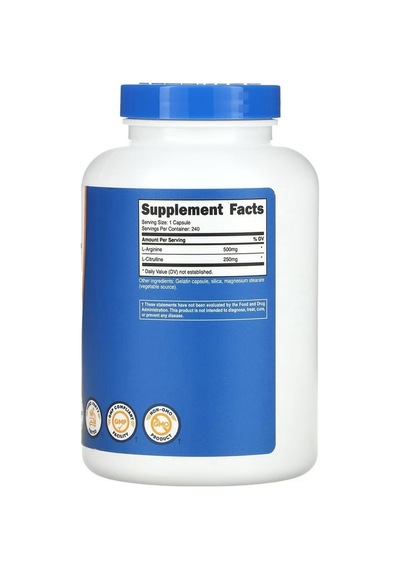 L-arginine+l-citrulline, Unflavored, 750 Mg 240 Kapsül