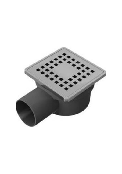 Kabinet - Klasik 10 10 Cm Ø50 Yandan Çıkışlı Yer Sifonu Süzgeci, Mat Gümüş - Kl010.01a.mg.220