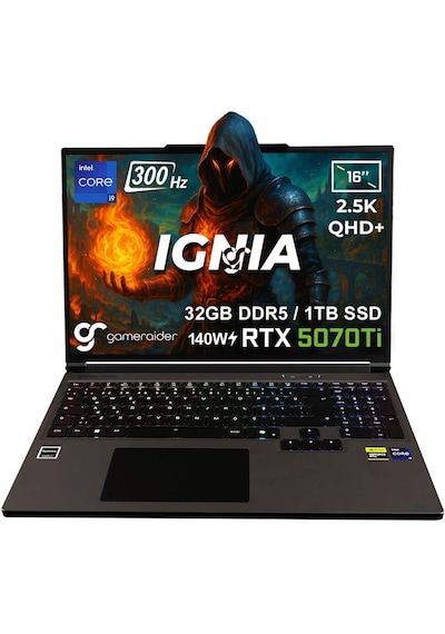 GameRaider IGNIA GR16 H970T300S128C-TR001 i9-14900HX 32 GB 1 TB SSD 12 GB RTX5070Ti  16" Free Dos Dizüstü Bilgisayar