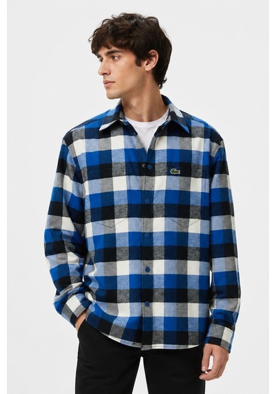 Lacoste Men's Loose Fit Button-down Linen Shirt Rahat Kesim Pamuklu Kareli Erkek Gömlek Mavi Lacoste Men's Loose Fit Button-down Linen Shirt Rahat Kesim Pamuklu Kareli Erkek Gömlek Mavi