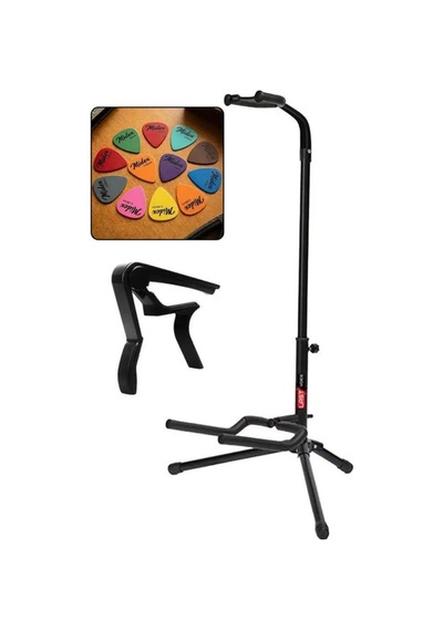 Gtr-01c Gitar Standı Sehpası + Capo + Pena Paketi