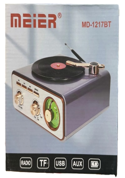 Hoparlör Radyo Plak Çalar Görünümlü Md-1217bt Bluetooth Nostaljik Tasarım Usb, Tf, Aux, Fm/am/sw