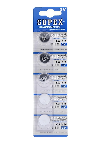Supex Cr1616 3v Lityum Düğme Pil 5'li Kart
