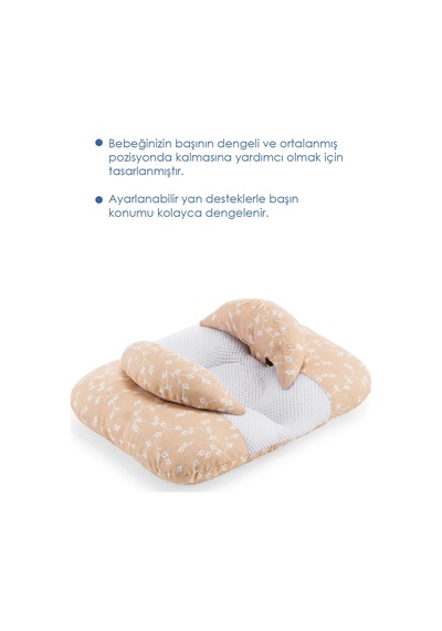 Babyjem Ayarlanabilir Düz Kafa Yastığı Somon Çiçek