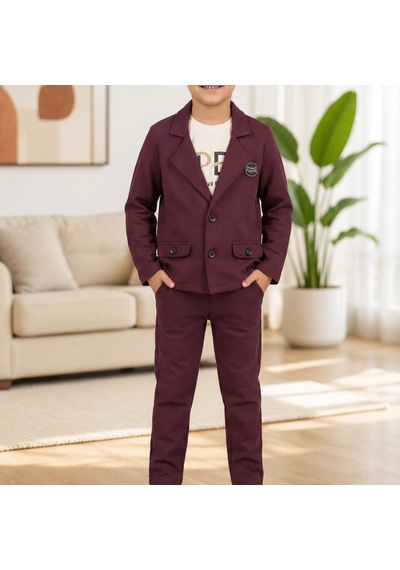 Candar Jagger Kumaş 3 Parça Çocuk Takımı 2-9 Yaş Bordo