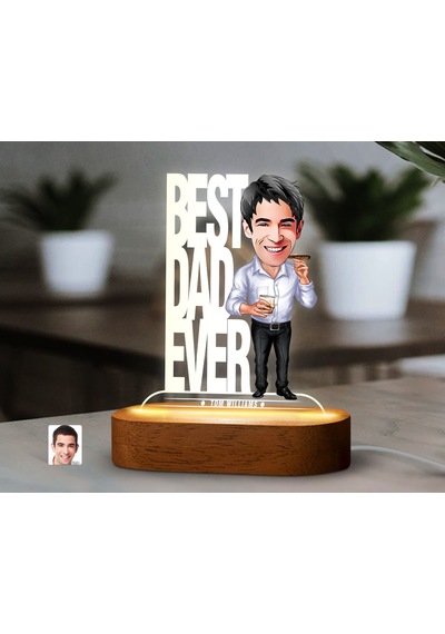 Bk Gift Kişiye Özel Baba Karikatürlü Dekoratif 3d Biblo Led Işıklı Gece Lambası-4, Babaya Hediye, Babalar Günü Hediyeleri Kobitmeyen138231 Bk Gift